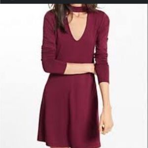 Express Maroon Choker Dress